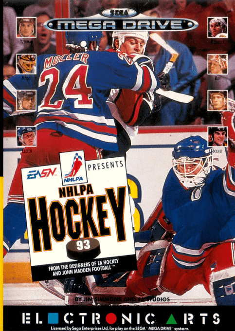 NHLPA Hockey '93 box art for Sega Genesis